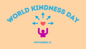 a person with a heart and the text "world kindness day"
